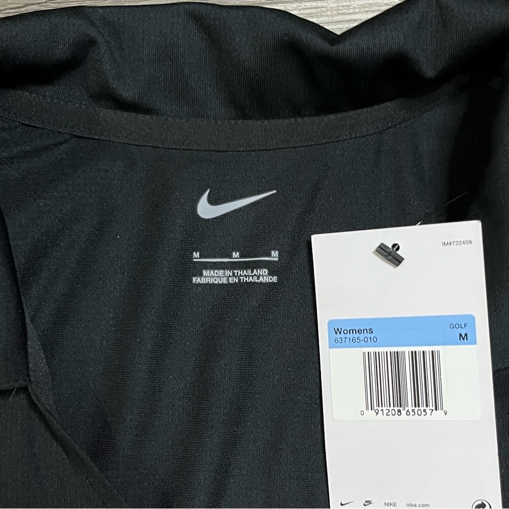 New Nike Womens Black V-Neck Polo Dri-Fit Size Medium - Picture 3 of 7